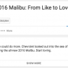 2016 Chevy Malibu commercial from like to love has 38 likes on YouTube