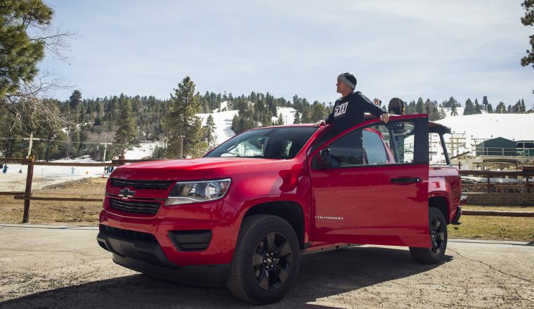Fox Head Pro-surfer Damien Hobgood helped reveal the 2016 Chevrolet Colorado Shoreline during a daylong challenge to surf Huntington Beach, Calif., in the morning and snowboard down Big Bear Lake's slopes in the afternoon.