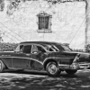 Cuban Classic Car Black and White
