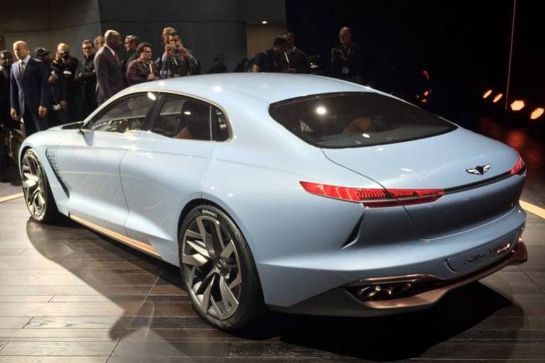 Genesis New York Concept Debut hybrid sports sedan exterior
