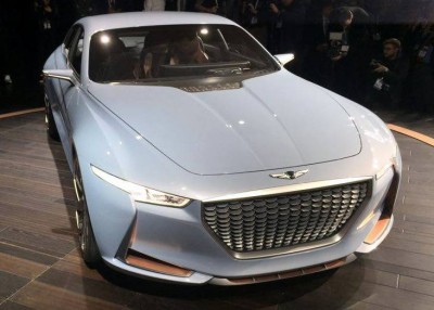 Genesis New York Concept Debut hybrid sports sedan grille