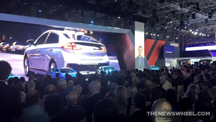 New York Auto Show Hyundai presentation IONIQ hyrbid EV conference