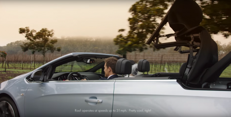 Still from 2016 Buick Cascada convertible wedding commercial