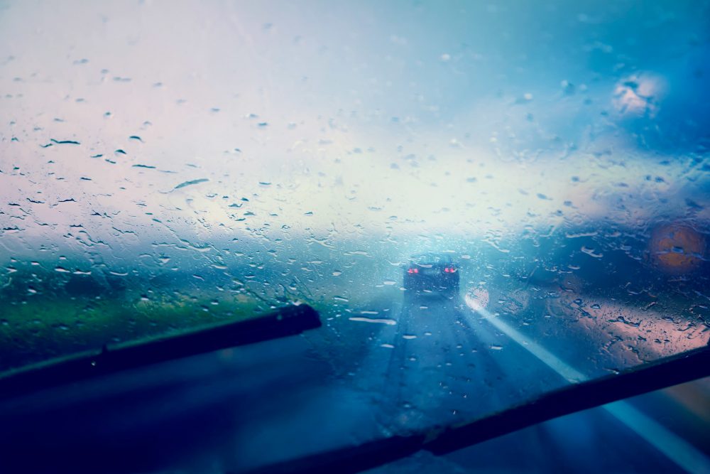 raindrops on a car windshield