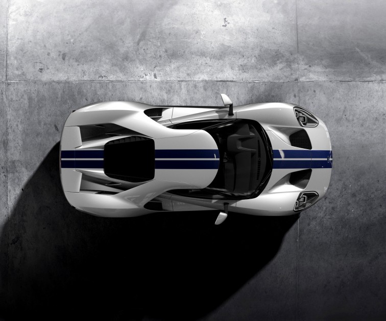 2017 Ford GT in Ingot Silver with Lightning Blue stripes