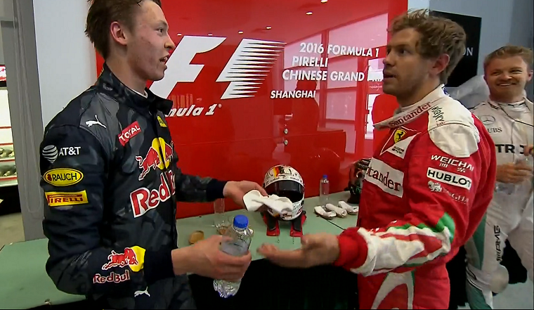 Vettel and Kvyat argue