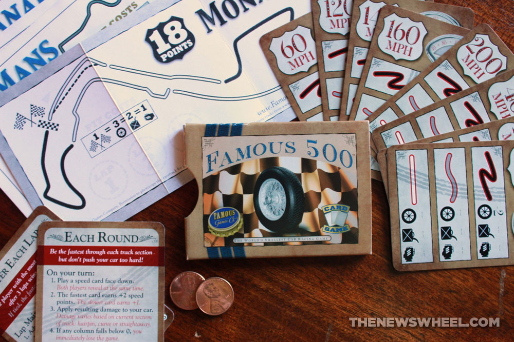 Famous 500 racing card game components