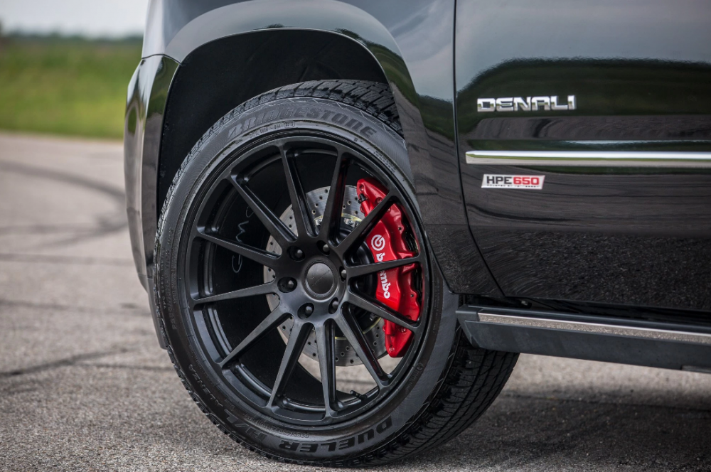 The Hennessey supercharged GMC Yukon Denali boasts up to 650 horsepower and 658 lb-ft or torque