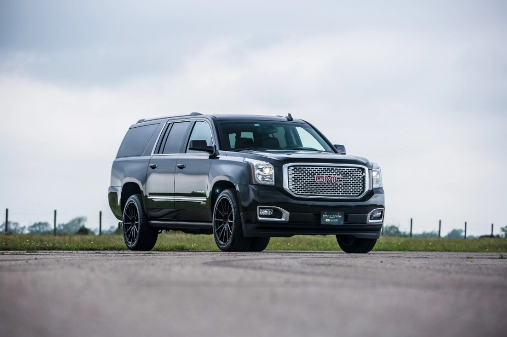 The Hennessey supercharged GMC Yukon Denali boasts up to 650 horsepower and 658 lb-ft or torque