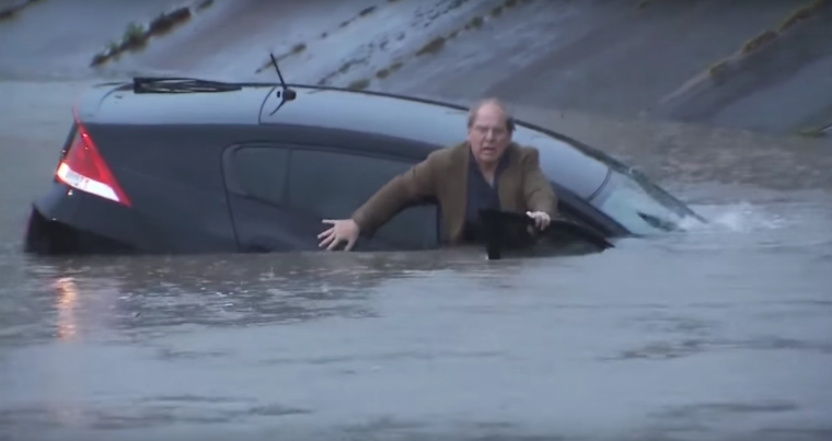 Honda Insight sinks in Houston flood water