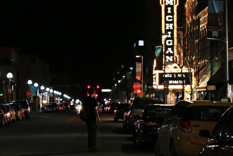 Ann Arbor Michigan city at night