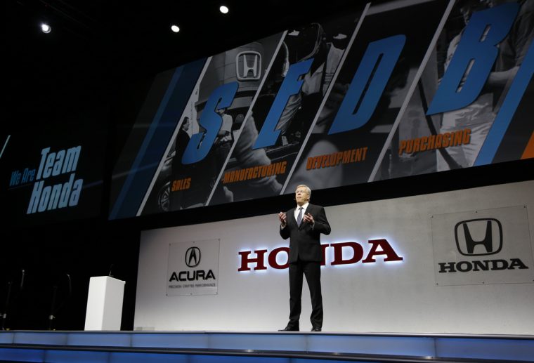 Tom Lake, vice president for North American Purchasing at HNA speaks at the 32nd annual Honda Supplier Conference.