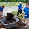 Volunteers at Arbor Hospice in Saline, Michigan help build a native garden on Ford Accelerated Action Day