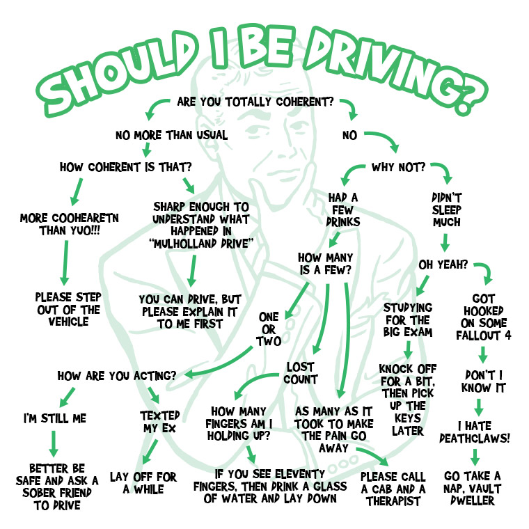 This funny infographic offers tips and suggestions for when a person should or should not be driving