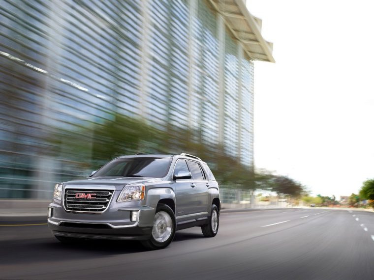 The 2017 GMC Terrain is a compact crossover vehicle that carries a starting MSRP of $23,975