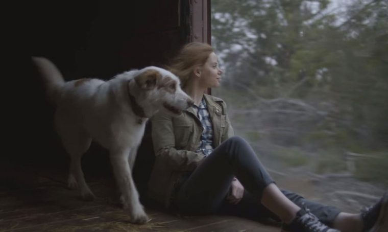 2017 Subaru Outback commercial train riding dog woman