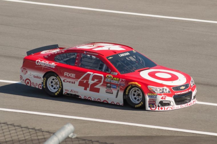 Kyle Larson drove his Chevy racecar to victory in Sunday’s NASCAR race at Michigan