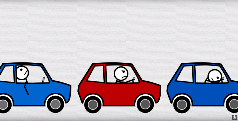 Still from CGP Grey video The Simple Solution to Traffic