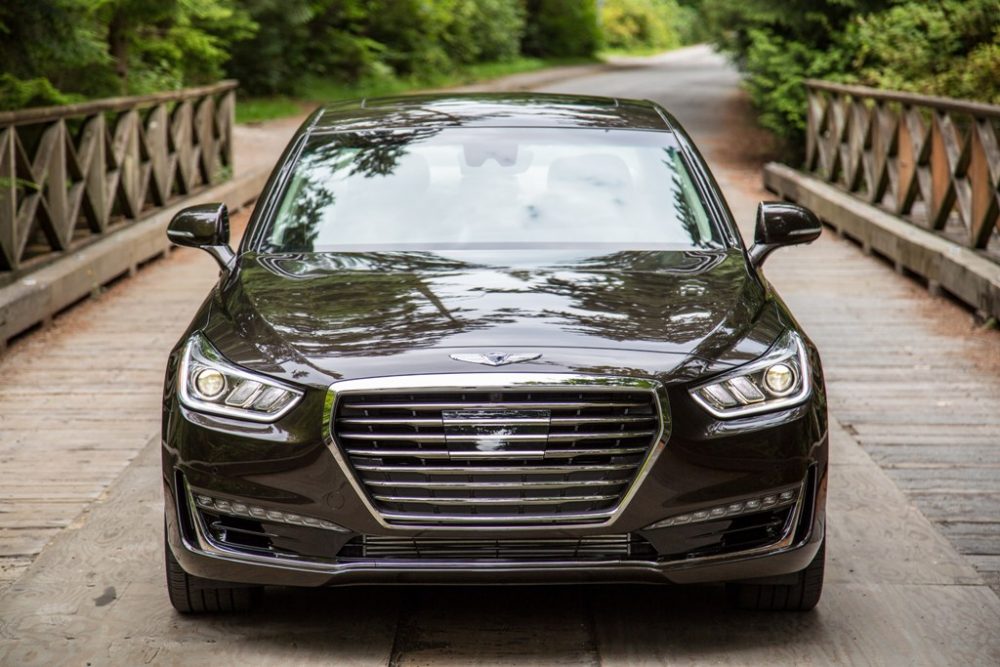 2017 Genesis G90 model overview black exterior front end