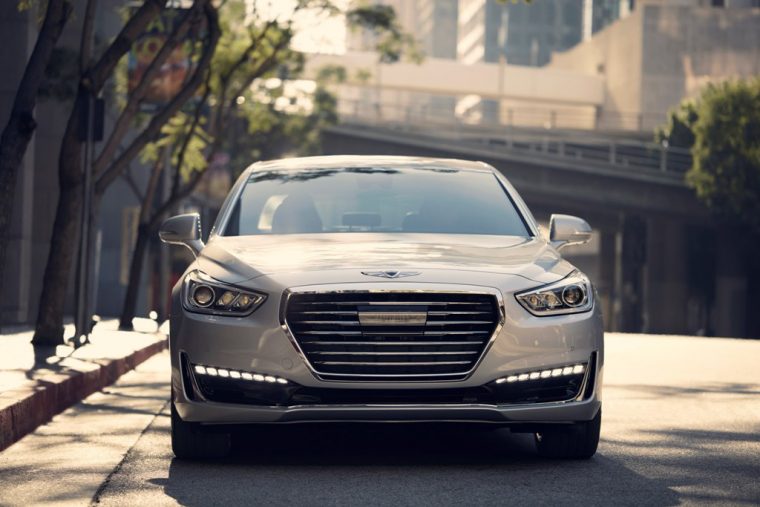 2017 Genesis G90 model overview white car grille