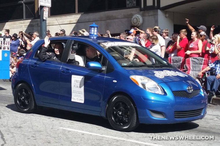 Blue Toyota Yaris Dr. Who Tardis car at Dragon Con Atlanta Parade