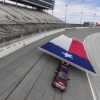 The 2017 Silverado HD displayed its power by towing a large flag around Texas Motor Speedway