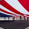 The 2017 Silverado HD displayed its power by towing a large flag around Texas Motor Speedway