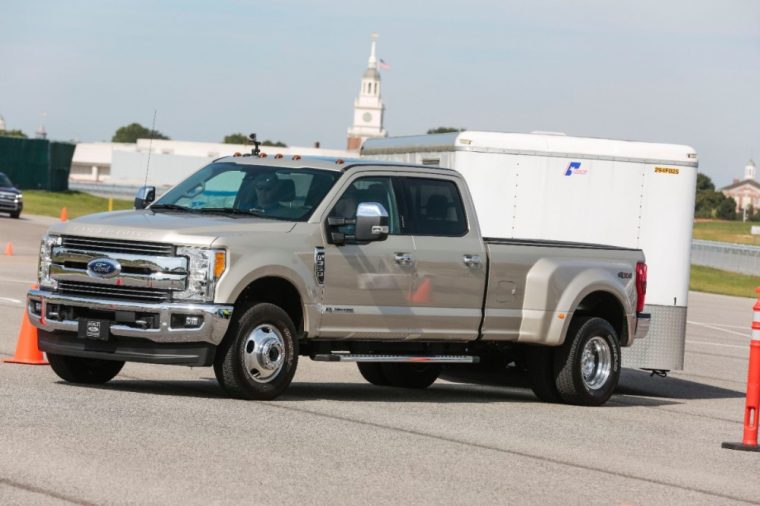 The 2017 Ford F-Series Super Duty provides seating for up to six people and carries a starting MSRP of less than $33,000