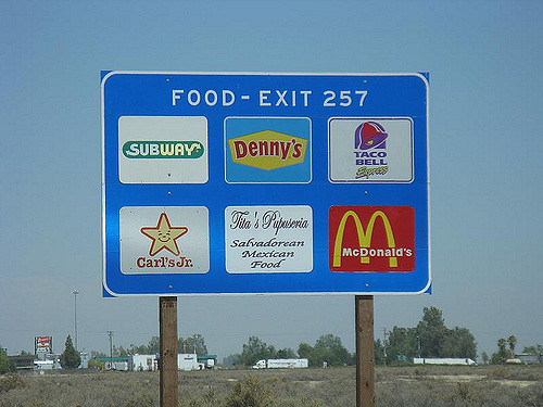 Highway food sign