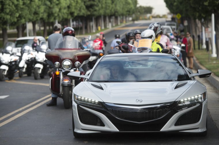 The Acura NSX supercar led the Ride for Kids event which began at American Honda's Torrance campus.