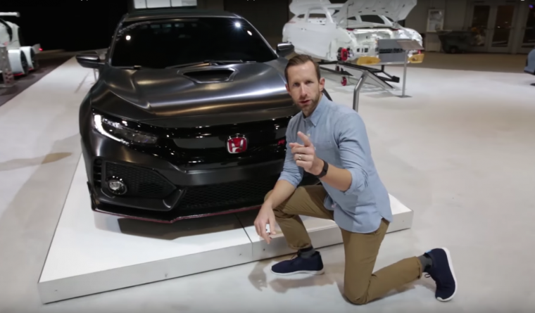 Bradley Hasemeyer poses with the Honda Civic Type R prototype at SEMA 2016