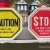 Car Themed Salt and Pepper shakers Automotive novelty stop sign