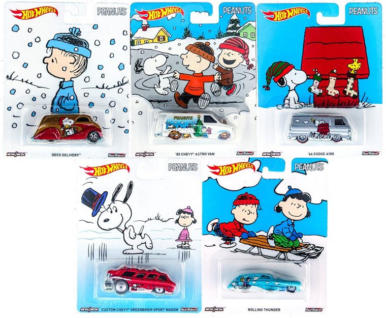 Charlie Brown Christmas Hot Wheels Cars Snoopy Toy Pop Culture Die Cast Set