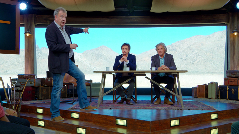 Clarkson, Hammond, and May in the tent