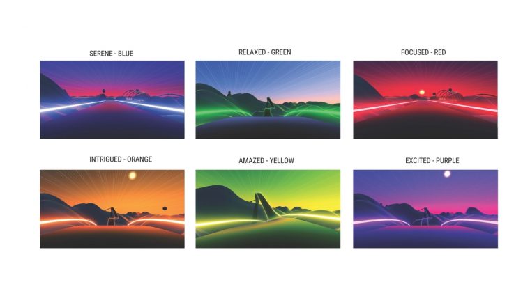 Acura "Mood Roads" virtual driving experience color palette