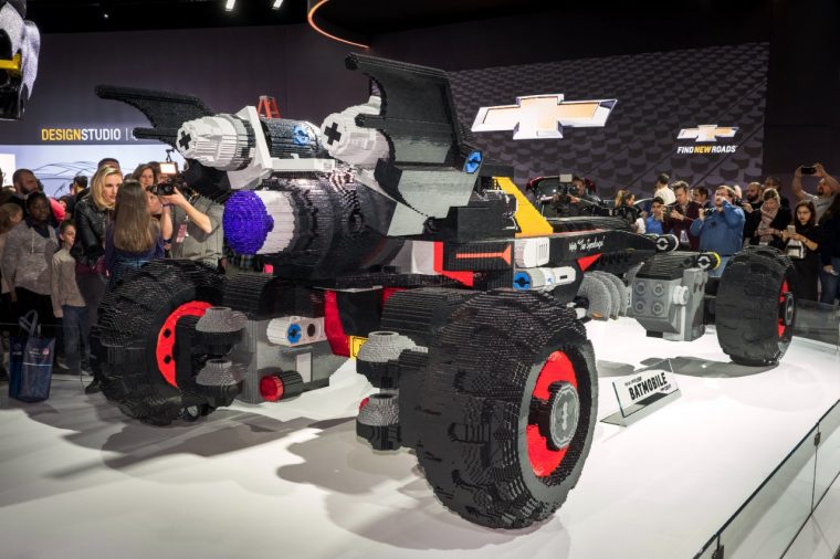 The life-size Chevrolet LEGO Batmobile which debuted at the Detroit Auto Show