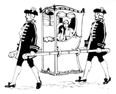 Enclosed sedan chair carried on poles