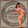 vintage auto garage pinup girl model sexism