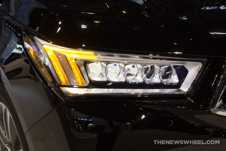 2017 Acura MDX black SUV on display Chicago Auto Show