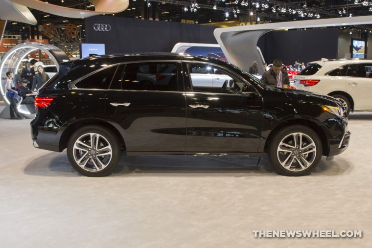 2017 Acura MDX black SUV on display Chicago Auto Show