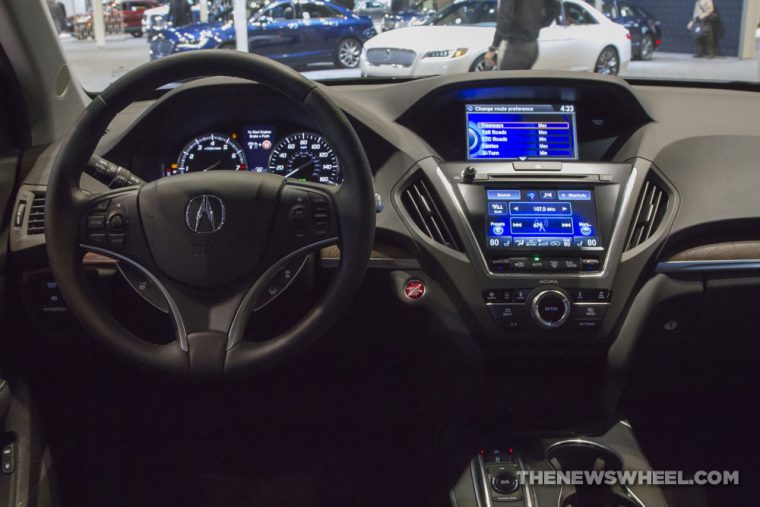 2017 Acura MDX black SUV on display Chicago Auto Show