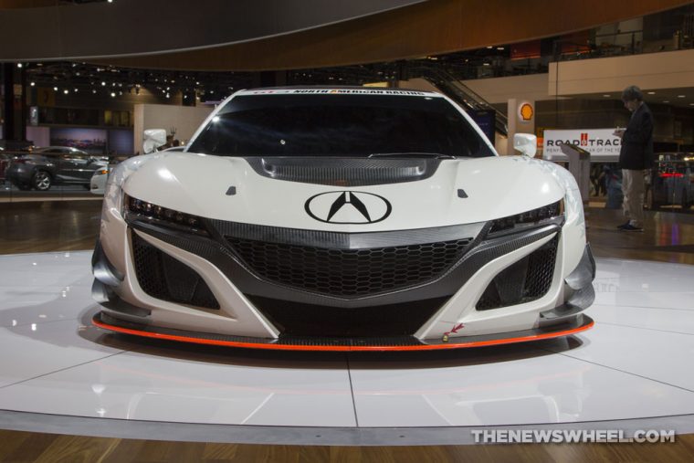 2017 Acura NSX GT3 white racecar on display Chicago Auto Show