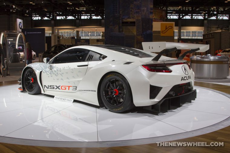 2017 Acura NSX GT3 white racecar on display Chicago Auto Show