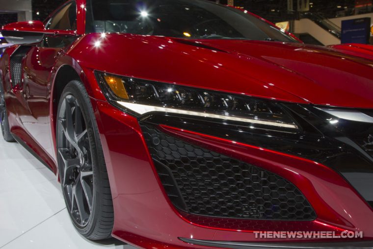 2017 Acura NSX red sports car on display Chicago Auto Show