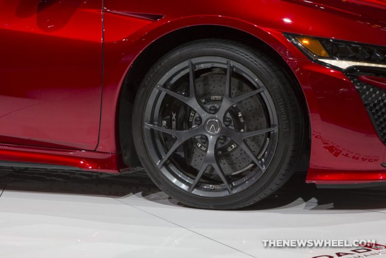 2017 Acura NSX red sports car on display Chicago Auto Show