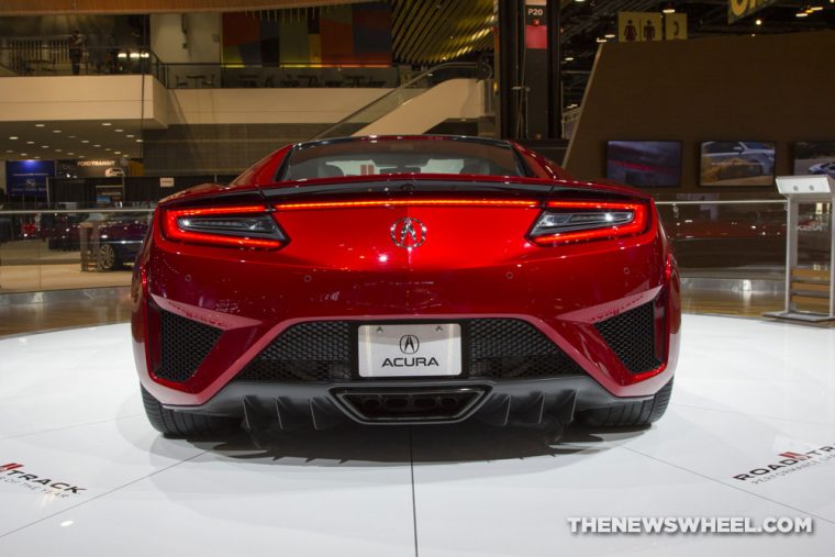 2017 Acura NSX red sports car on display Chicago Auto Show