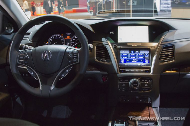 2017 Acura RLX silver sedan car on display Chicago Auto Show