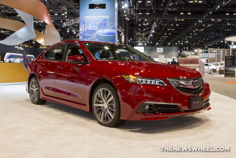 2017 Acura TLX GT red sedan car on display Chicago Auto Show