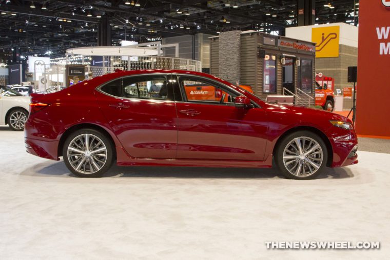 2017 Acura TLX GT red sedan car on display Chicago Auto Show