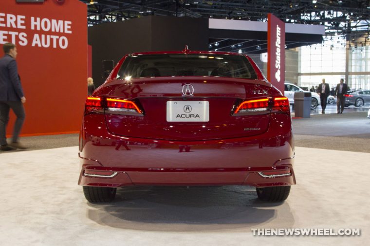 2017 Acura TLX GT red sedan car on display Chicago Auto Show